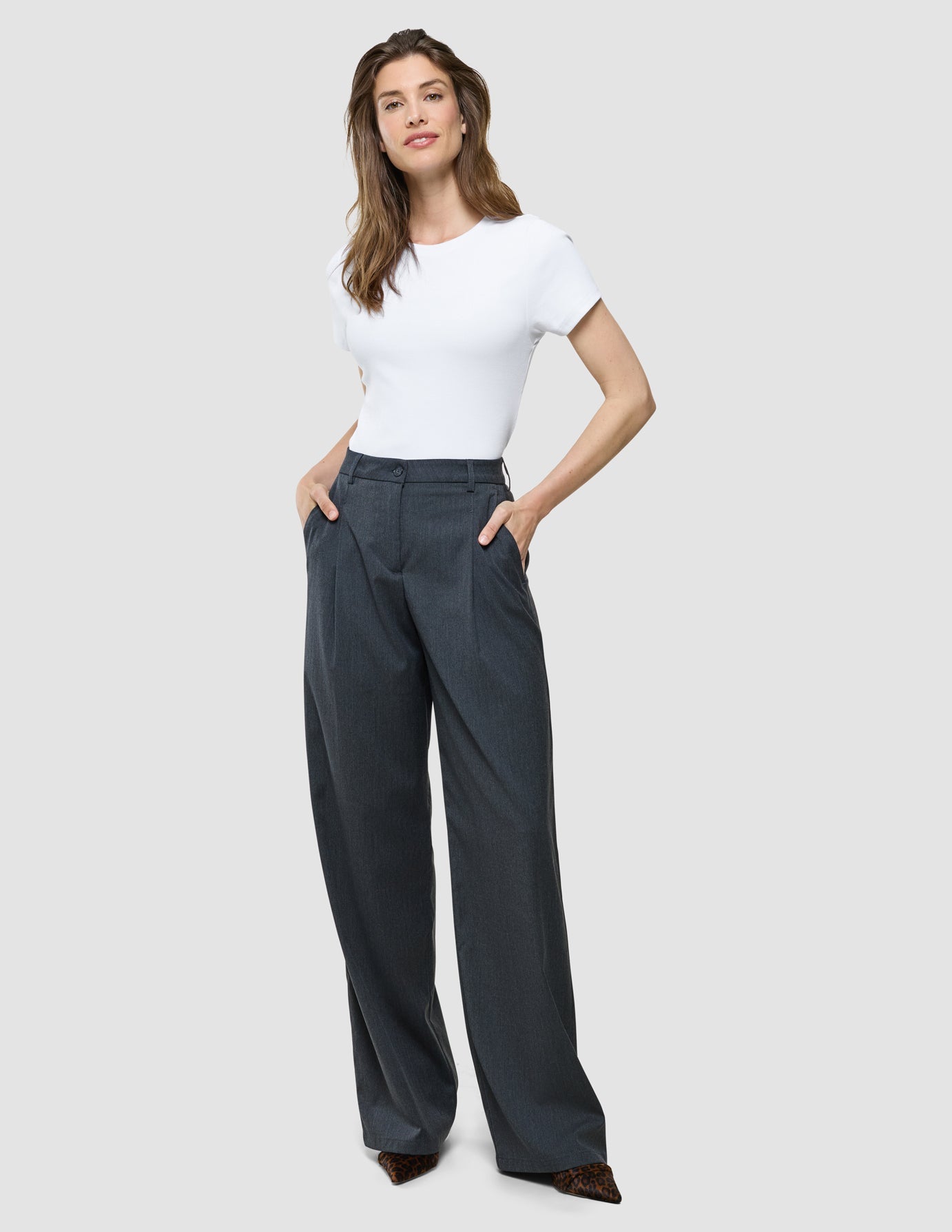 Women's Skye Pants Wide Charcoal Melange